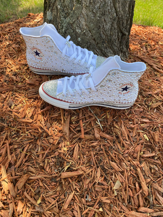 Custom Full Pearl/Bling Mix Hightop Converse